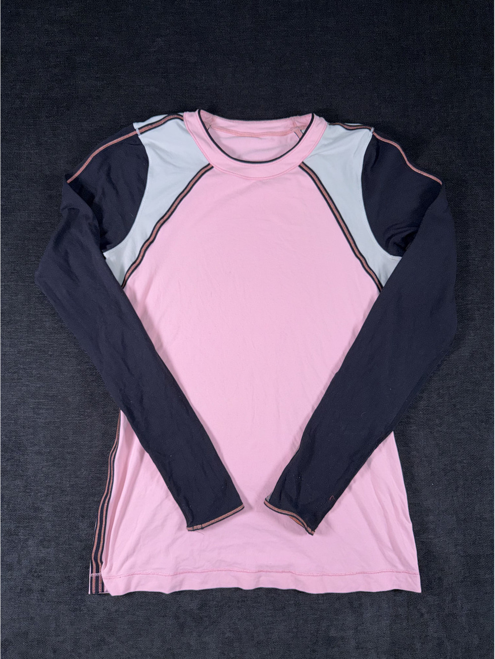 Lululemon Long Sleeve Pink and Black Athletic Top Size 6